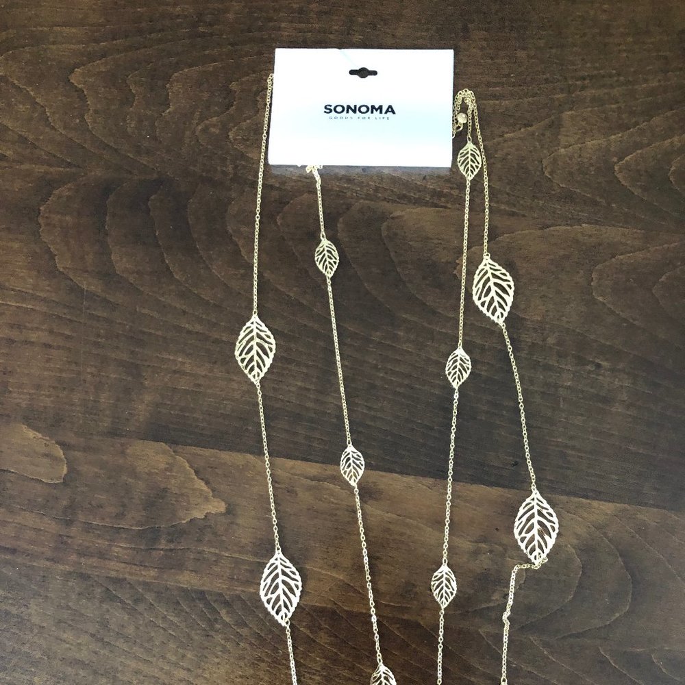 Gold Multi-Strand Leaf Necklace- NWT!